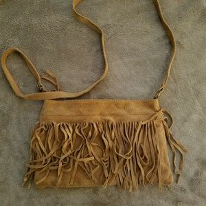 Crossbody bag in tan/brown suede
